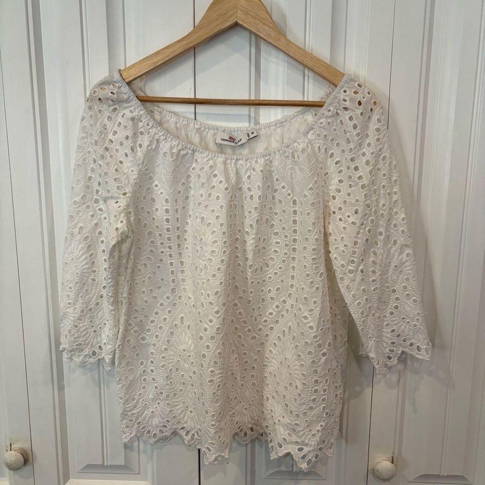 Vineyard Vines White Eyelet Blouse